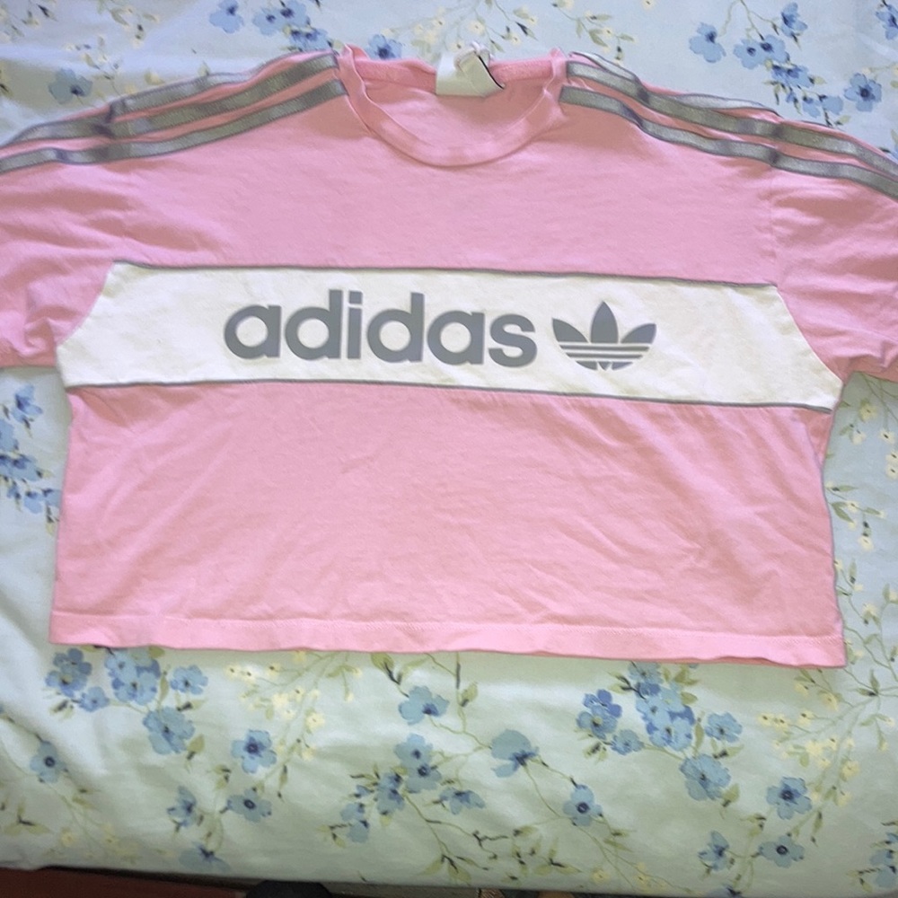 Pink adidas crop top / work out shirt